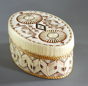 Quill Box with Rosettes and Geometrics in Natural Colors by Marina Recollet