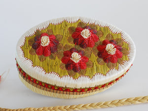 Quill Box with Four Tufted Flowers by Clara Barker