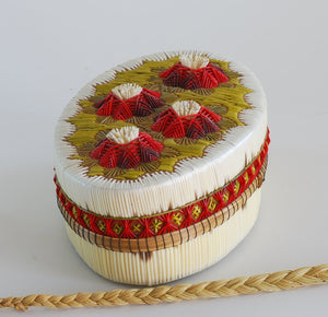 Quill Box with Four Tufted Flowers by Clara Barker