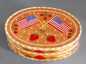 Quill Box with Two American flags and Strawberries by Rose Williams