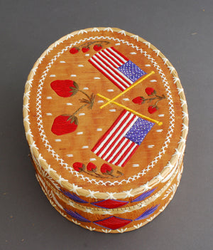 Quill Box with Two American flags and Strawberries by Rose Williams