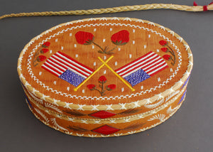 Quill Box with Two American flags and Strawberries by Rose Williams
