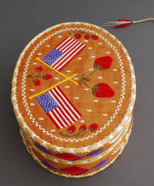 Quill Box with Two American flags and Strawberries by Rose Williams