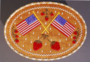Quill Box with Two American flags and Strawberries by Rose Williams