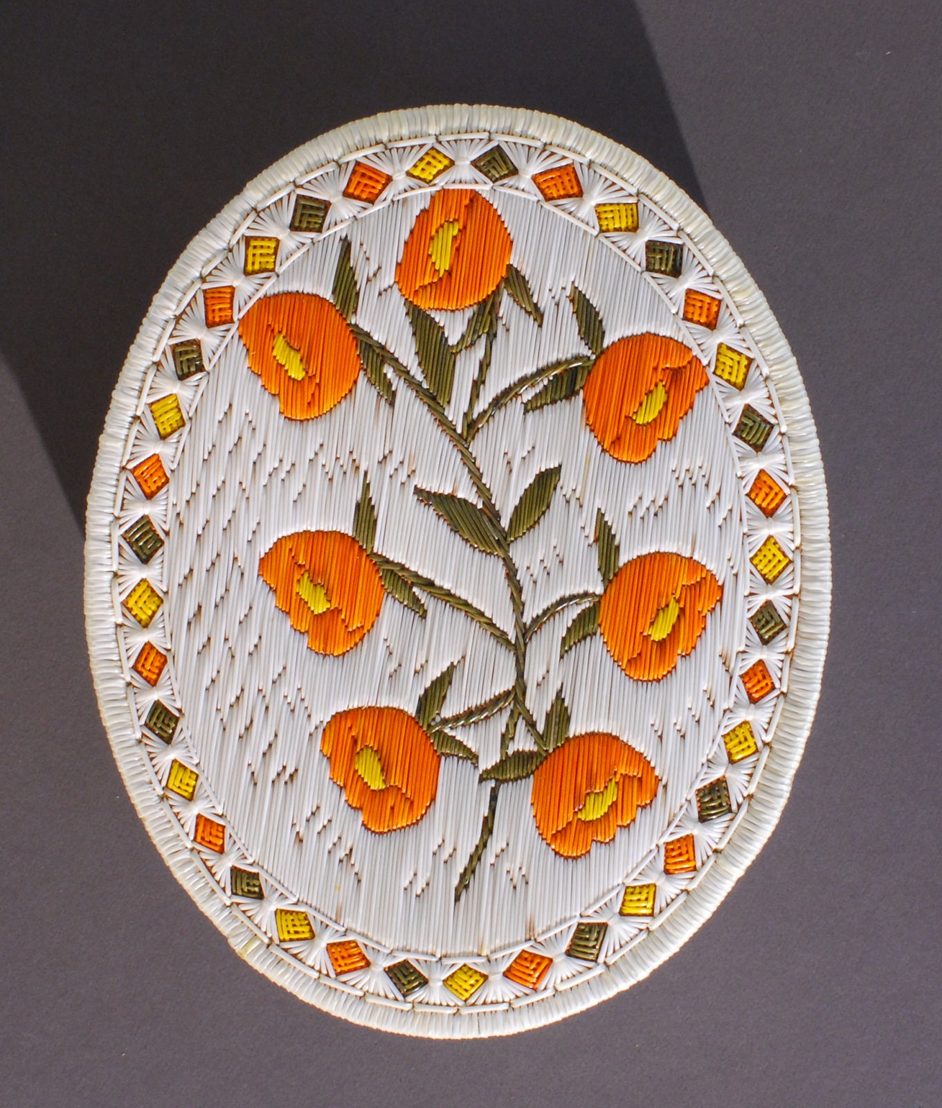 Quill Box with Orange Flowers by Helen Trudeau