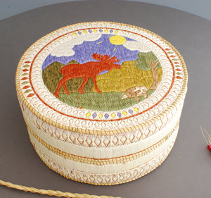 Quill Box with Moose Scene by Delia Beboning