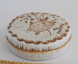 Quill Box with Turtle Swimming Through the Water by Yvonne Walker Keshick