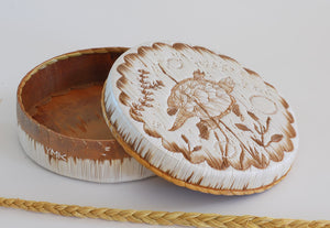 Quill Box with Turtle Swimming Through the Water by Yvonne Walker Keshick