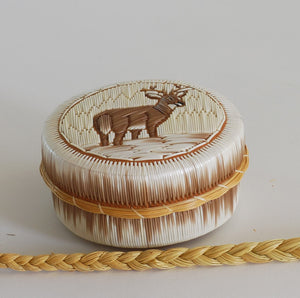 Quill Box with Wading/ Watching Buck by Penny Worthington