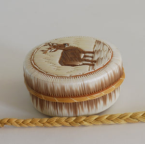 Quill Box with Wading/ Watching Buck by Penny Worthington