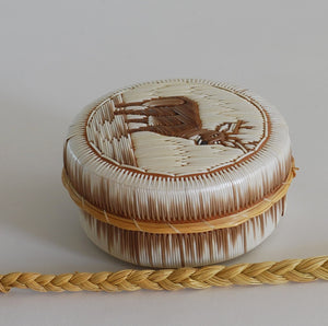 Quill Box with Wading/ Watching Buck by Penny Worthington