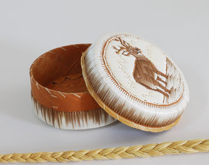 Quill Box with Wading/ Watching Buck by Penny Worthington