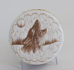 Quill Box with Howling Wolf Head by Yvonne Walker Keshick