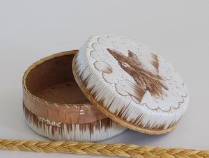 Quill Box with Howling Wolf Head by Yvonne Walker Keshick