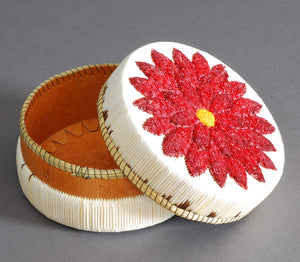 Quill Box with Tufted Red Flower by Rose Williams