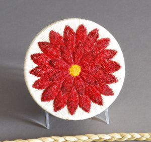 Quill Box with Tufted Red Flower by Rose Williams