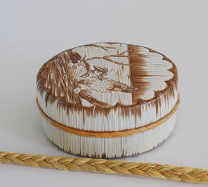 Quill Box with Wood Ducks on Shore by Yvonne Walker Keshick