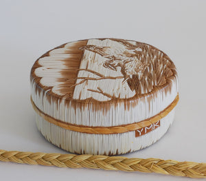 Quill Box with Wood Ducks on Shore by Yvonne Walker Keshick