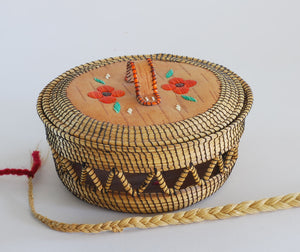 Quill Box with Flowers and Handle on the lid by Unknown