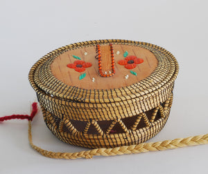 Quill Box with Flowers and Handle on the lid by Unknown