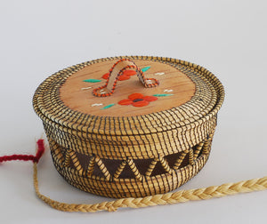 Quill Box with Flowers and Handle on the lid by Unknown