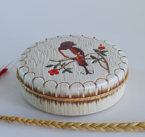 Quill Box with Bird on Branch with Flowers by Bernard Parkey