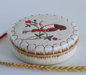 Quill Box with Bird on Branch with Flowers by Bernard Parkey