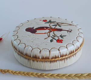 Quill Box with Bird on Branch with Flowers by Bernard Parkey