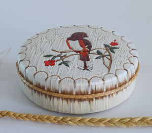 Quill Box with Bird on Branch with Flowers by Bernard Parkey