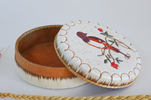 Quill Box with Bird on Branch with Flowers by Bernard Parkey
