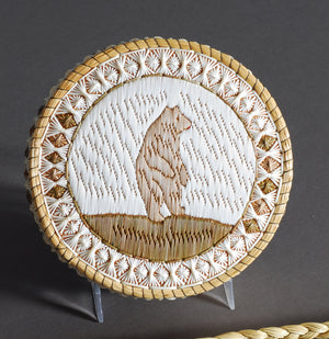 Quill Box with Standing Black Bear by Delia Beboning