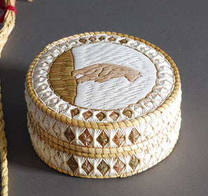 Quill Box with Standing Black Bear by Delia Beboning