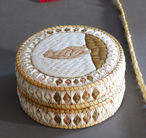 Quill Box with Standing Black Bear by Delia Beboning
