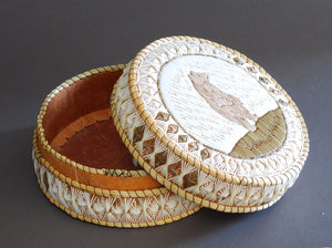 Quill Box with Standing Black Bear by Delia Beboning
