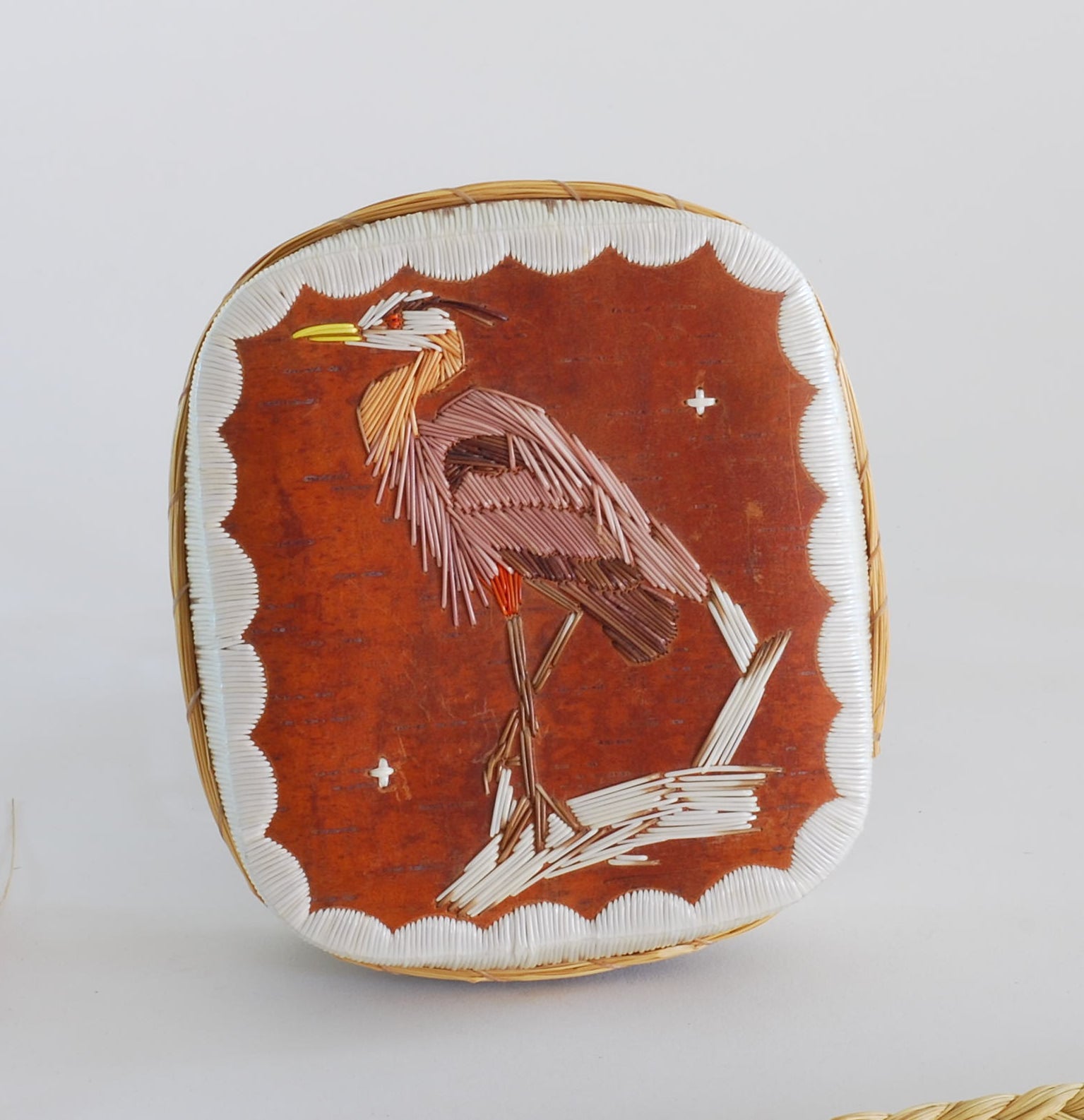 Quill Box with Great Blue Heron attributed to Pauline Worthington