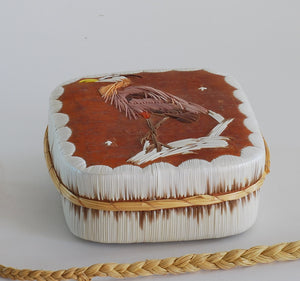 Quill Box with Great Blue Heron attributed to Pauline Worthington