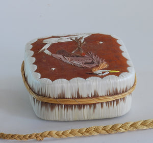 Quill Box with Great Blue Heron attributed to Pauline Worthington