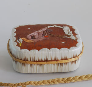 Quill Box with Great Blue Heron attributed to Pauline Worthington