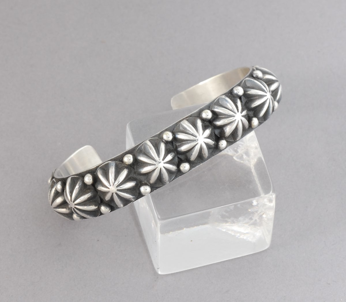 Heavy Sterling Cuff Bracelet with Star "Bullets"