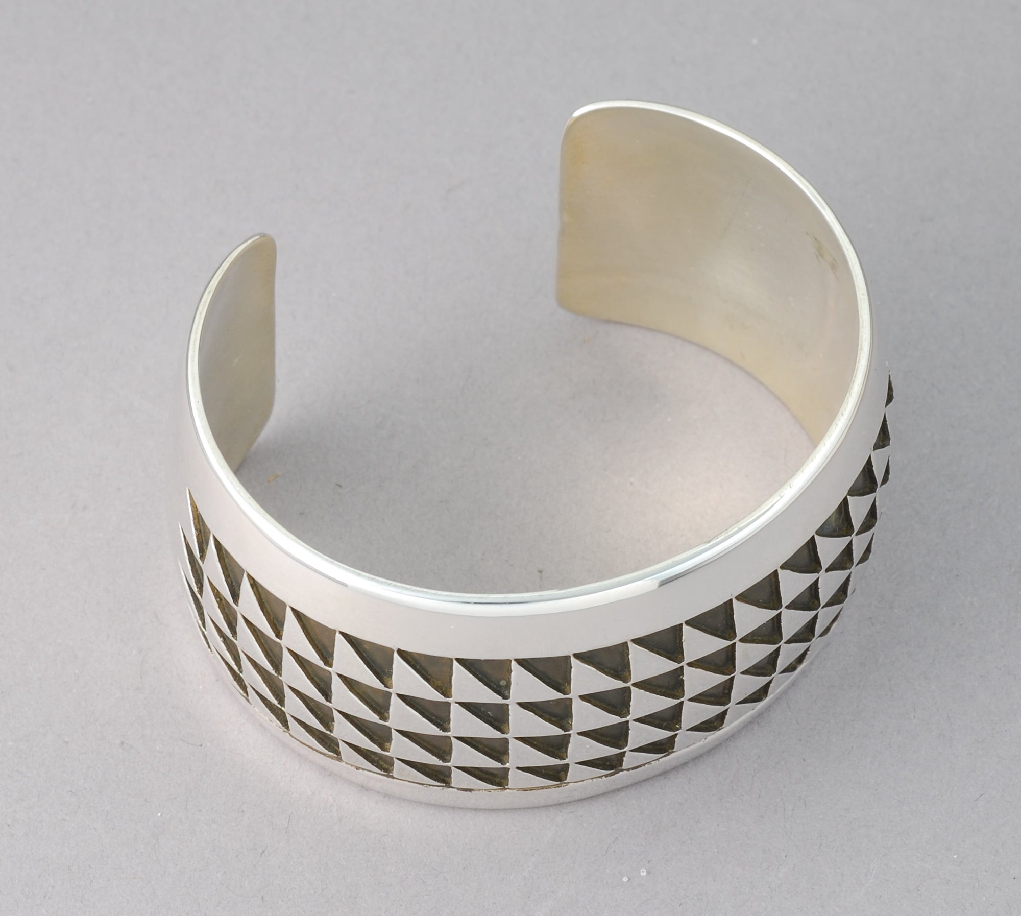 Wide Cuff Bracelet with Triangle pattern by Rosco Scott