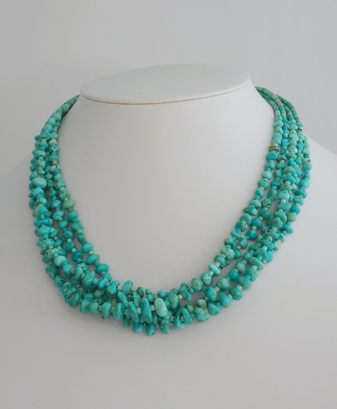 #8 Turquoise 5-Strand Mixed Nuggets and Beads Necklace