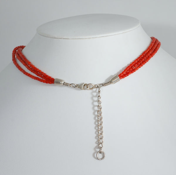 Single strand 2024 red coral necklace #1003