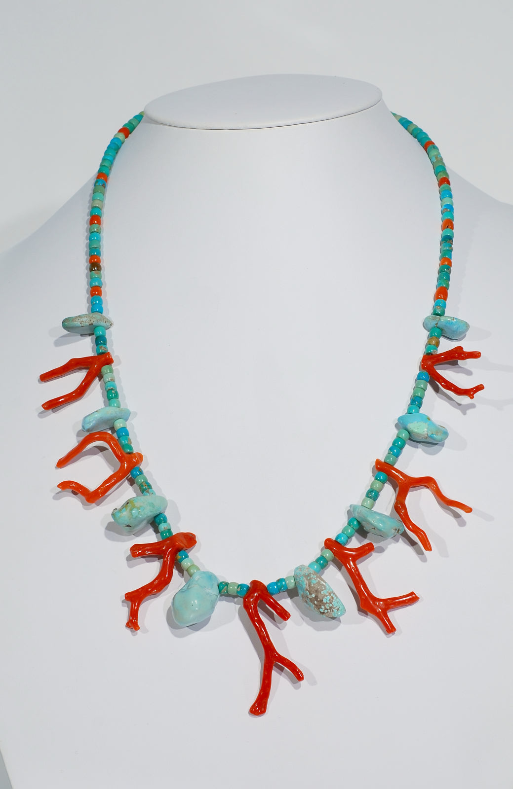 Turquoise and Branch Coral Necklace
