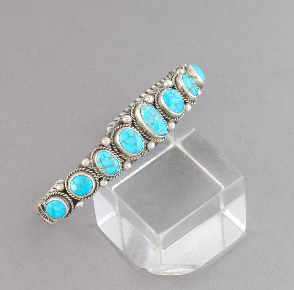 Cuff Bracelet with Hi Grade #8 Turquoise by Albert Jake