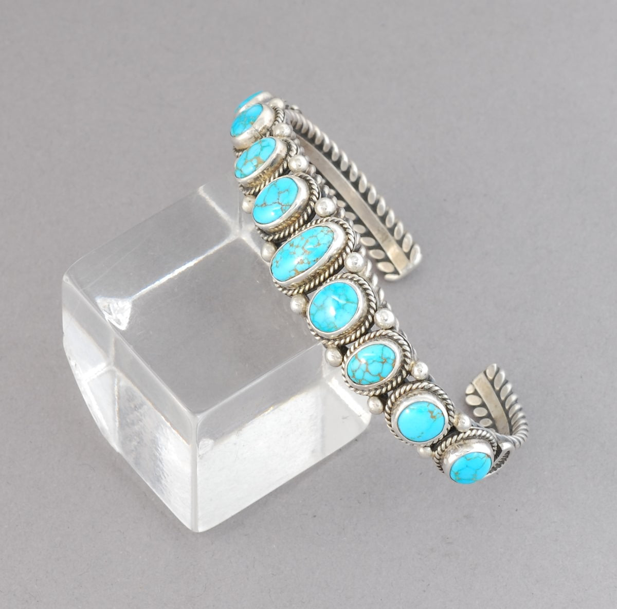 Cuff Bracelet with Hi Grade #8 Turquoise by Albert Jake