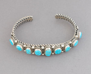 Cuff Bracelet with Hi Grade #8 Turquoise by Albert Jake