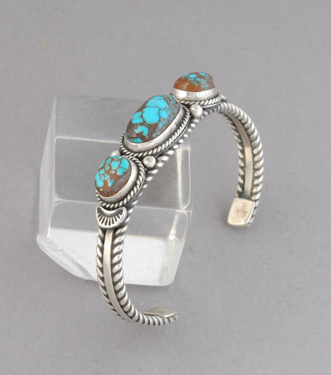 Old Style Cuff Bracelet with Old Persian Turquoise by LaRose Ganadonegro