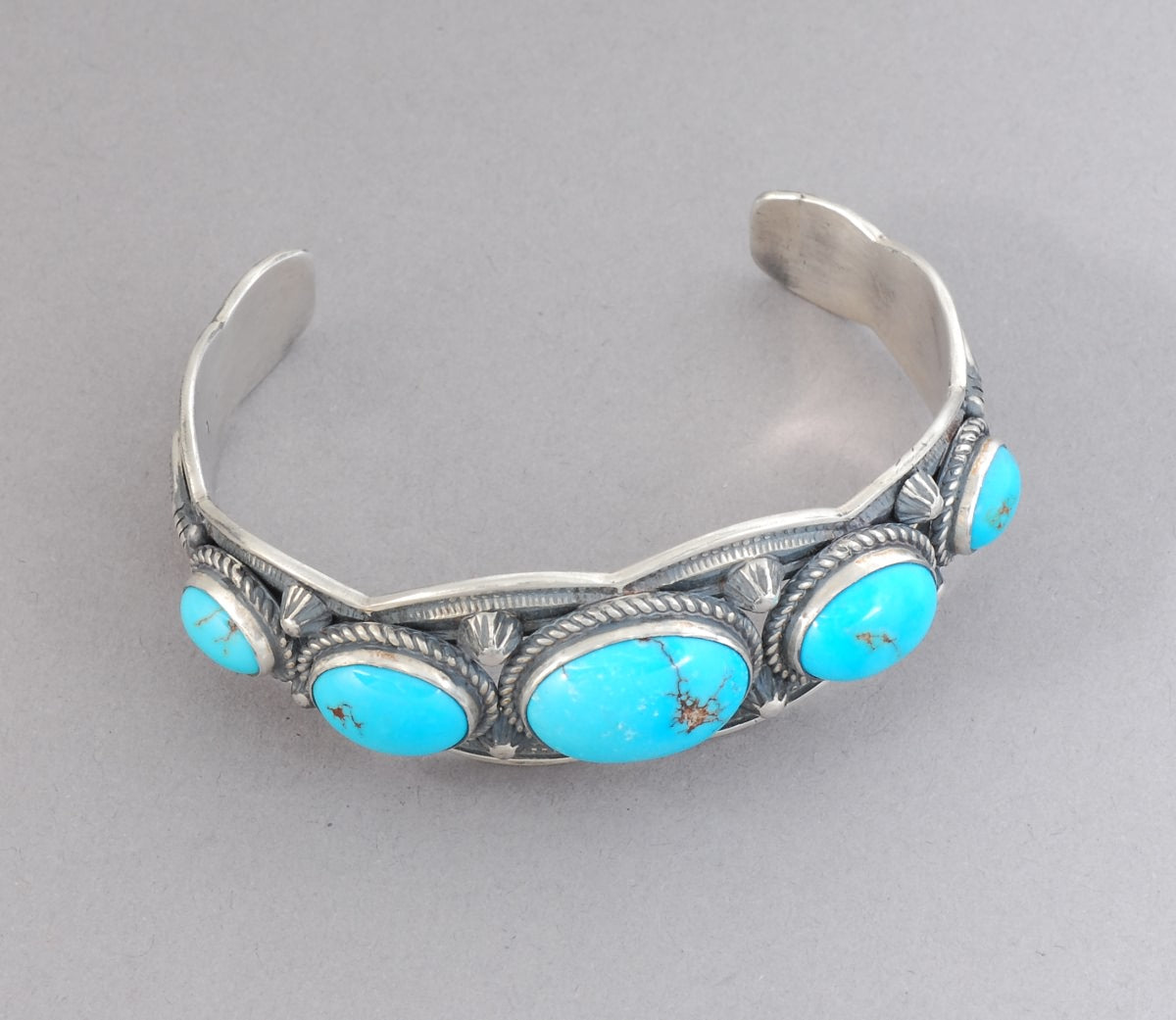 Cuff Bracelet with Old Persian Turquoise by Leonard Chee