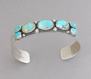 Cuff Bracelet with #8 Turquoise by Leonard Chee