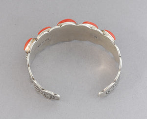 Cuff Bracelet with Red Coral by Randy Smith